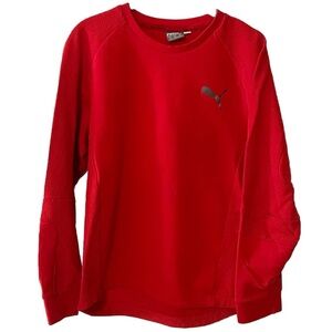 Puma Men’s Crew Neck Long Sleeve Solid Red Pullover Sweatshirt Medium